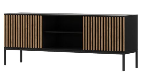 Meorati 150 TV statīvs, melns/māksliniecisks ozols