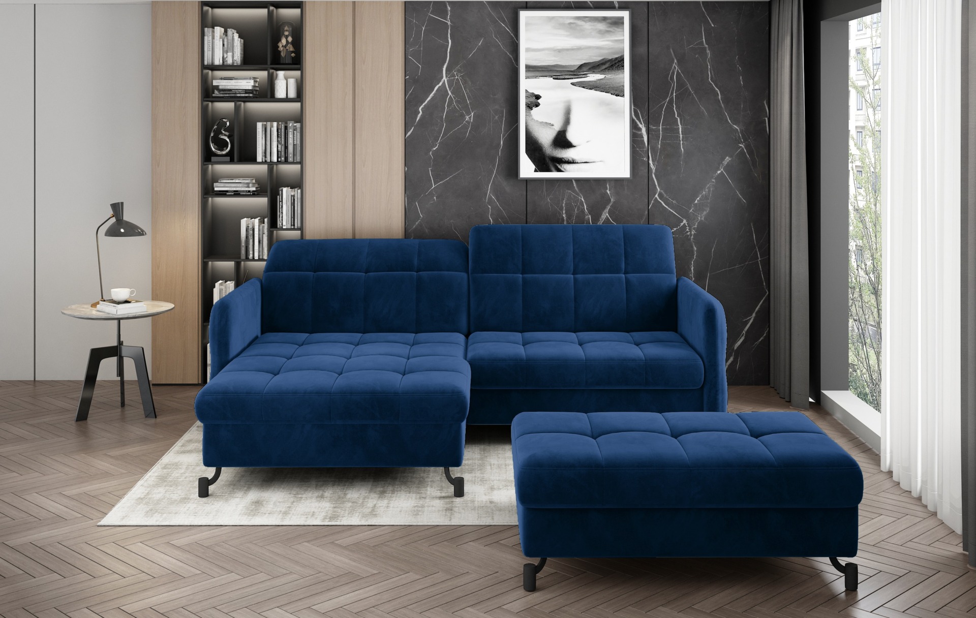Lorelle kampinė sofa + pufas