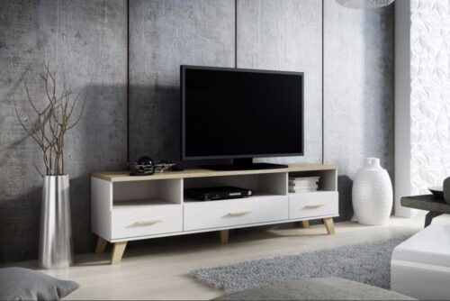 TV statīvs LOTTA 180 3s3K dimanta balts/sonoma ozols