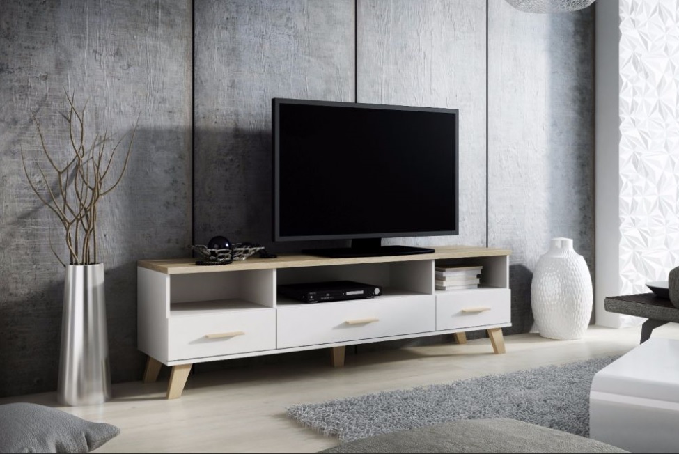 TV statīvs LOTTA 180 3s3K dimanta balts/sonoma ozols