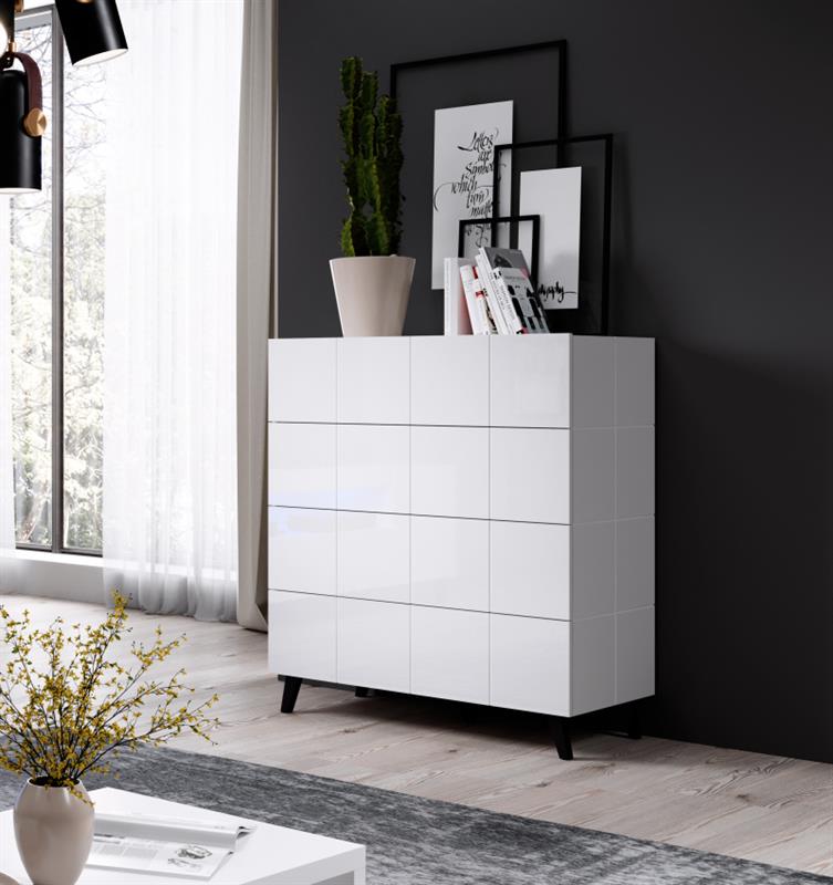 Kumode KOM4S REJA spīdīgi balta/spīdīgi balta — изображение 6
