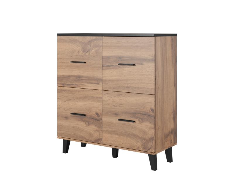 Kumode LOTTA 110 (4D) ozols/melns — 3 attēls