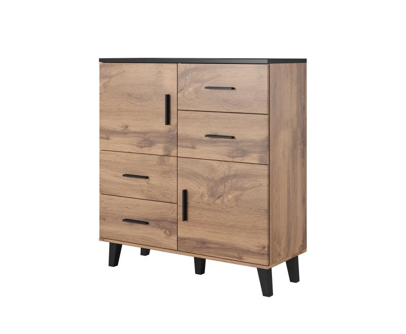 Kumode LOTTA 110 (2D4S) ozols/melns — 3 attēls