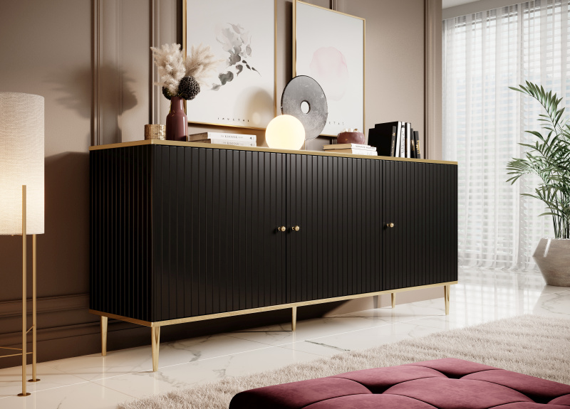 GLAMOR kumode 180 melna/melna + zelta