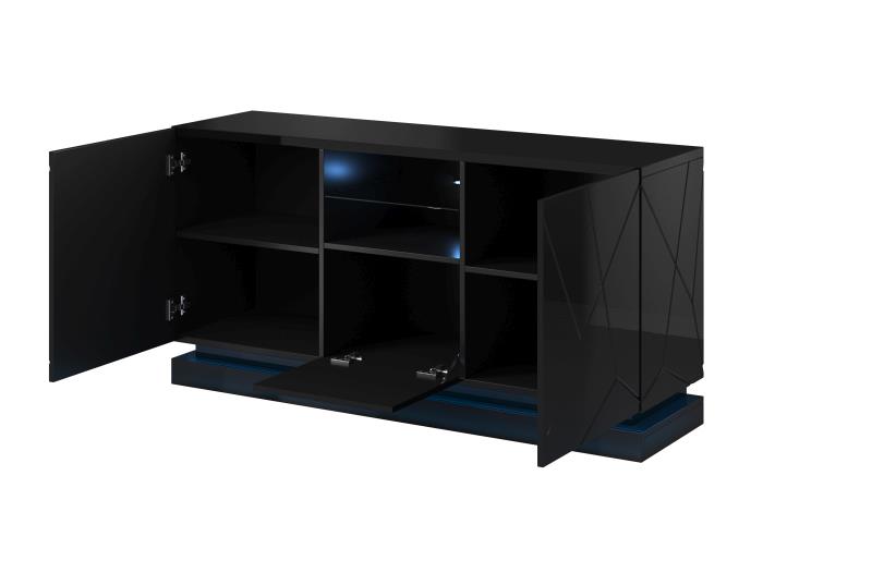 Kumode QIU 2D1K spīdīgi melna/spīdīgi melna — 2 attēls