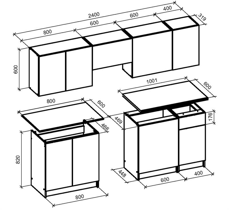 TATIANA 240 virtuves komplekts, krāsa: priekšpuse - valrieksts/kašmirs, korpuss - sonoma ozols — 4 attēls