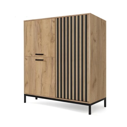 LAMINO KM-2 kumode, ozola imitācija / melna