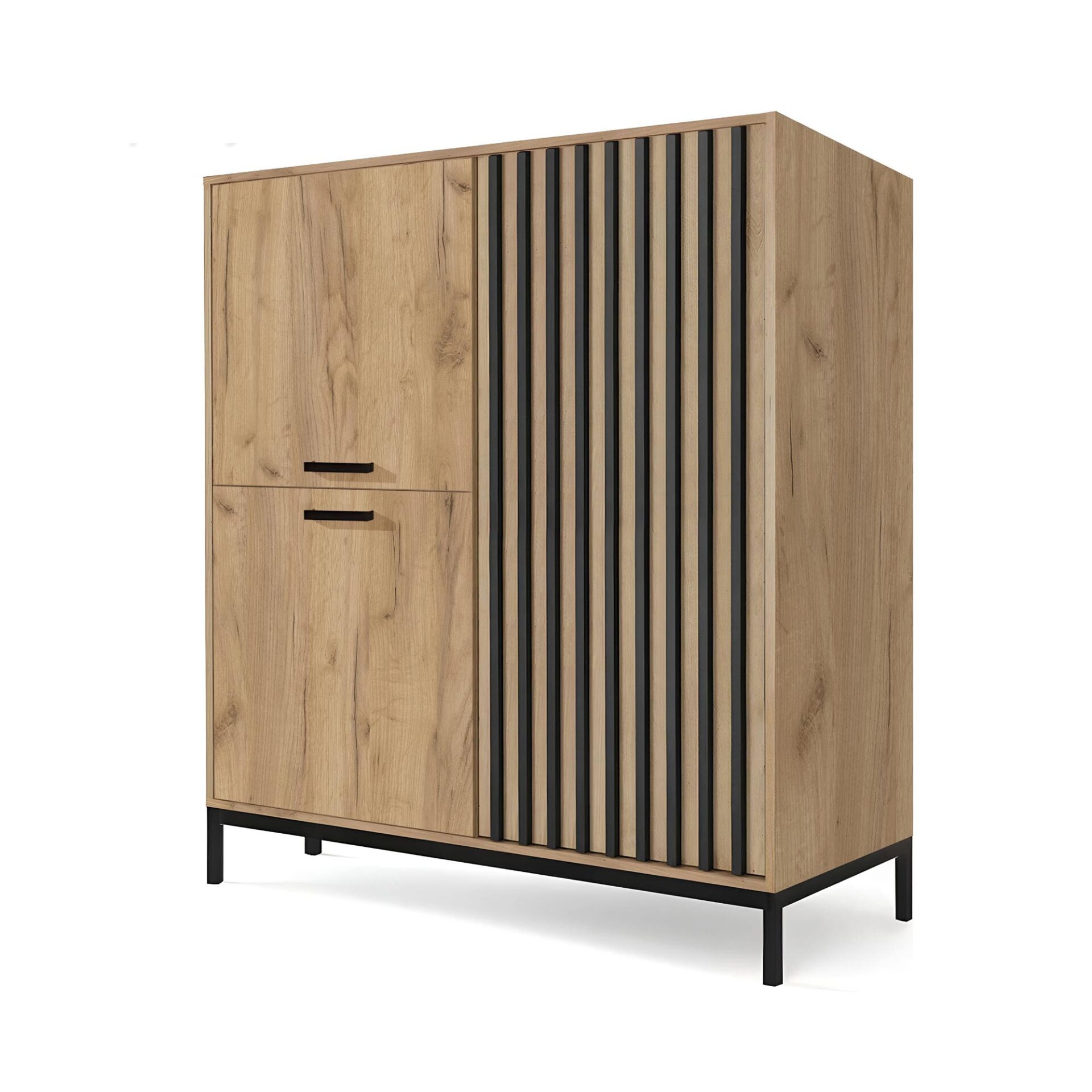 LAMINO KM-2 kumode, ozola imitācija / melna
