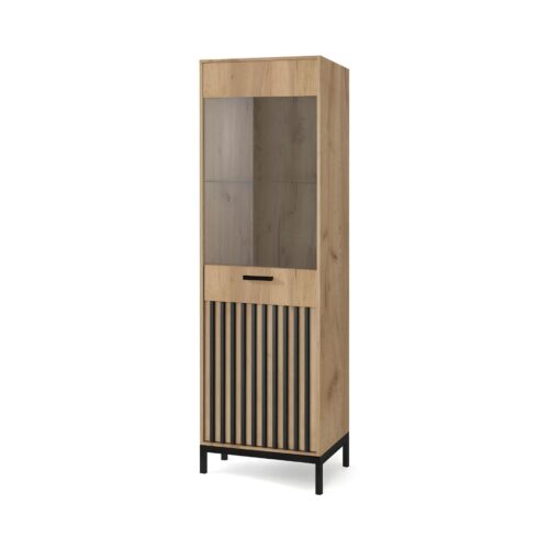 LAMINO W-1 vitrīna, mākslīgais ozols/melns