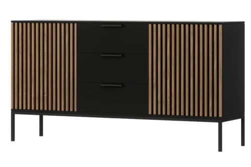 Meorati 150 kumode, melna/māksliniecisks ozols