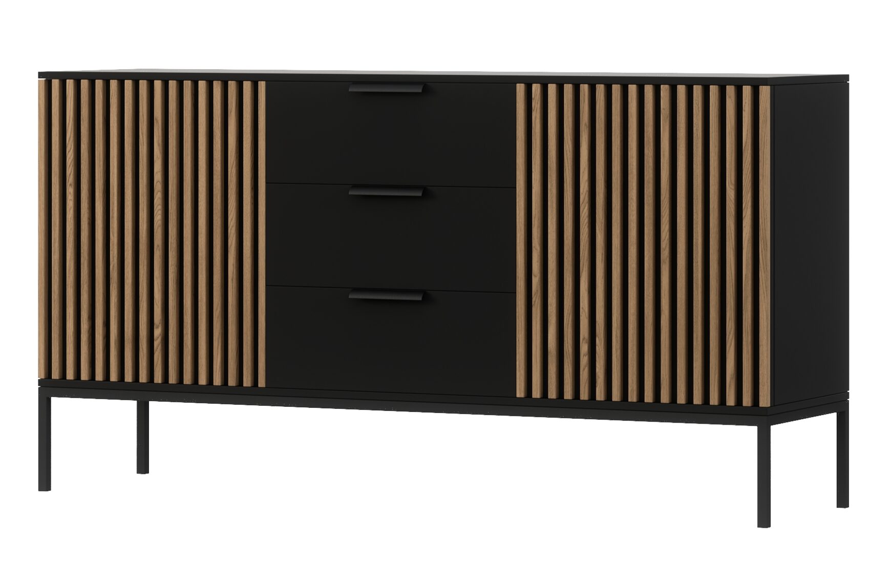 Meorati 150 kumode, melna/māksliniecisks ozols