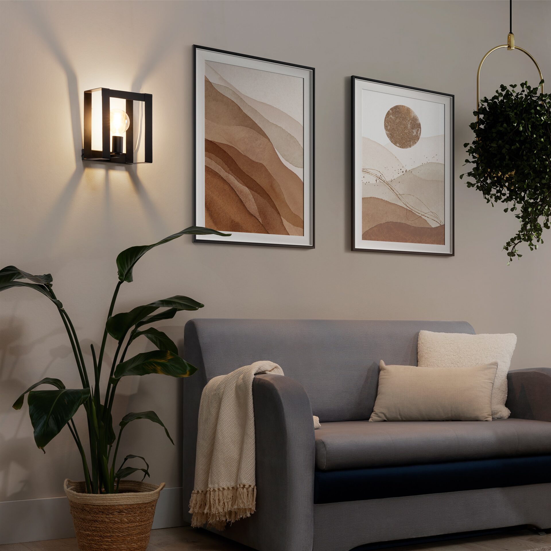 Giorri, 20x18x25cm Sienas lampa 1 melna — изображение 4