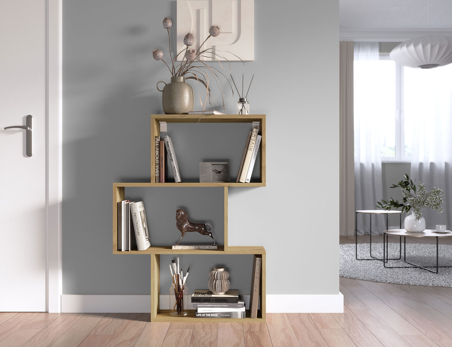 Evertti Artisans ozolkoka grāmatu plaukts — 2 attēls