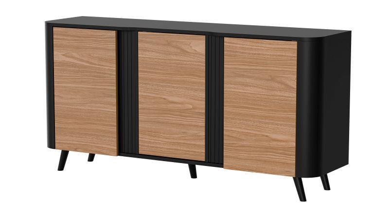 VOLARE kumode 150 (3D) matēti melna/valrieksta krāsā — изображение 3