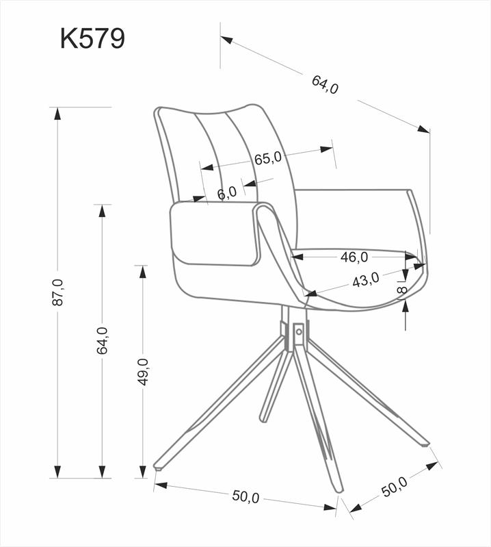 K579 krēsls, pelēks — 7 attēls