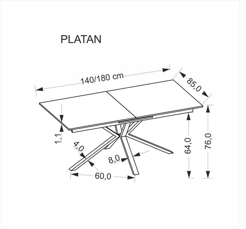 PATAN izvelkams galds, balts marmors/melns — 9 attēls