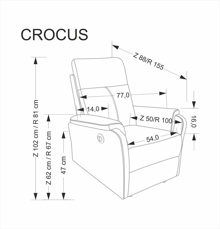 CROCUS elektriskais atpūtas krēsls, bēšs — 6 attēls