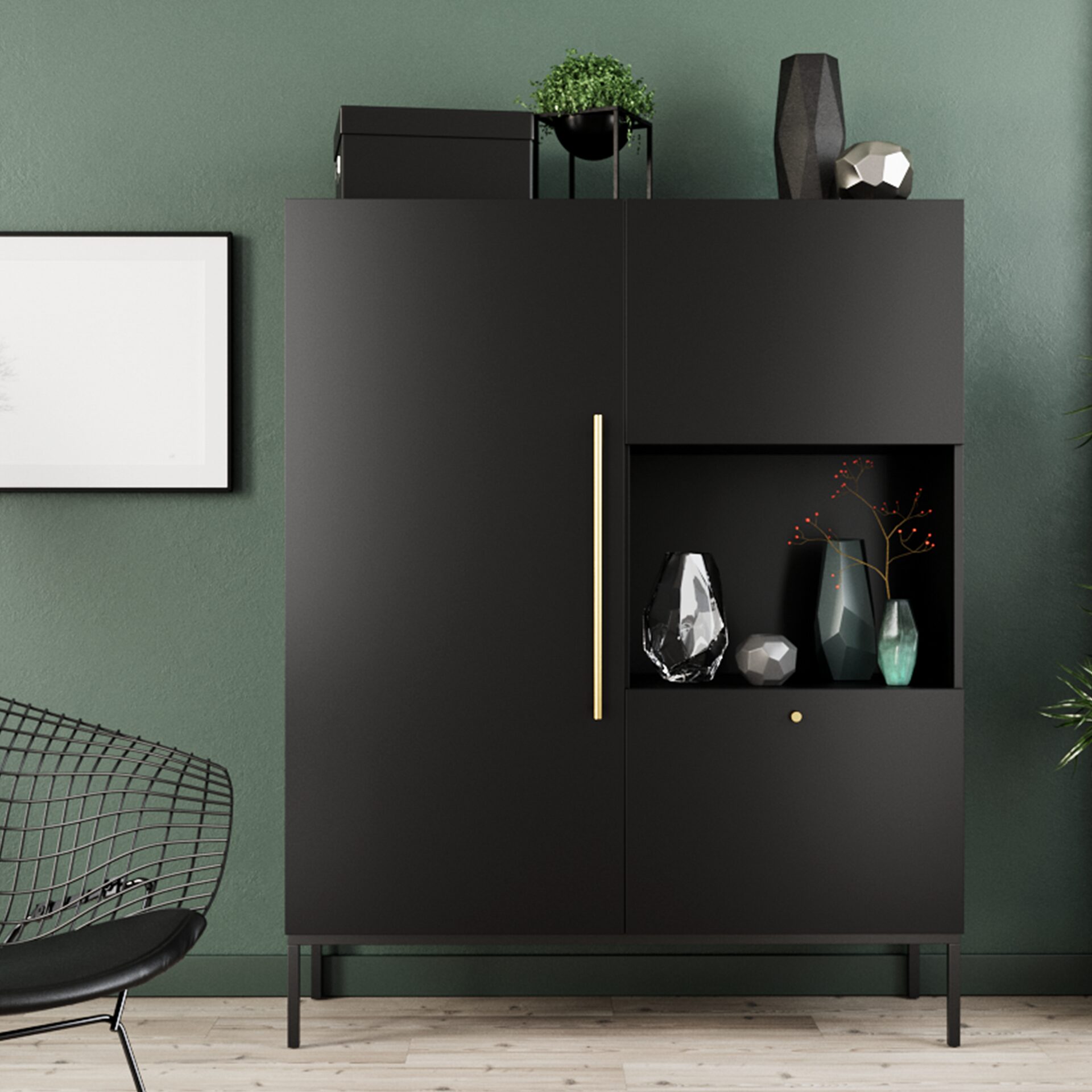 Lanzzi 120 vitrīna, matēti melna/matēti melna — изображение 2