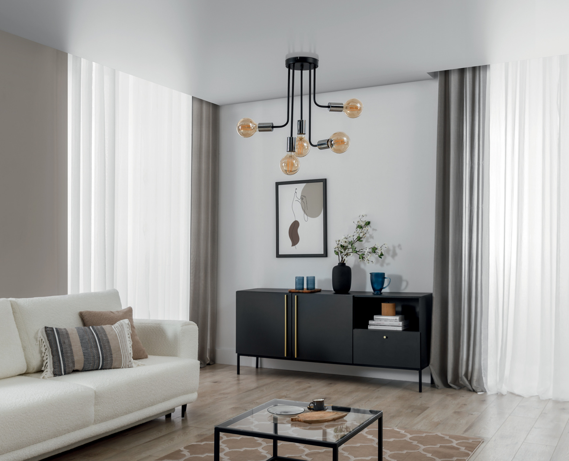 Indigeo, 55x47x55cm lustra 5 melna — 2 attēls