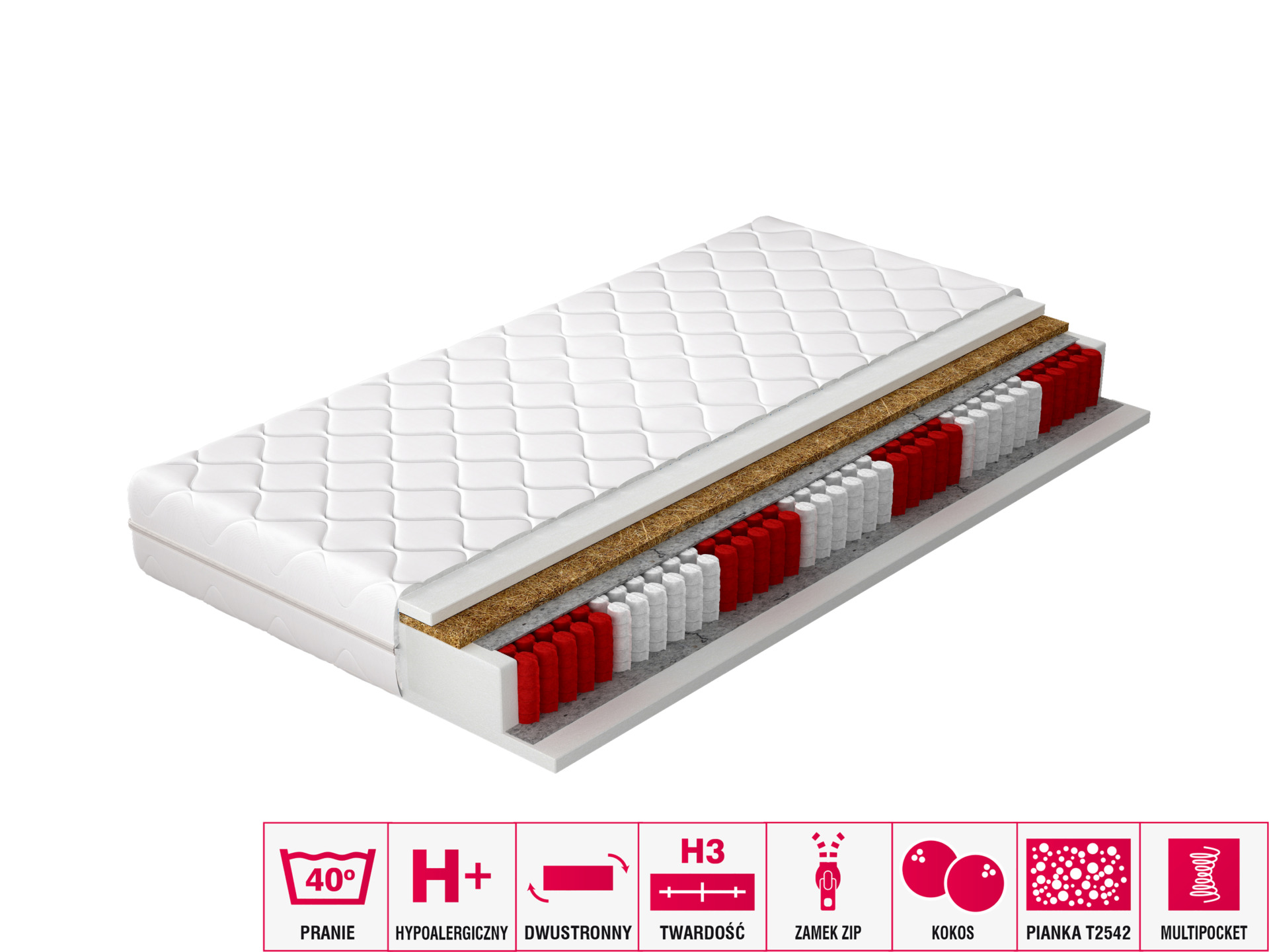 Matracis "Multipocket Amore", 140x200, hipoalerģisks pārvalks — изображение 3