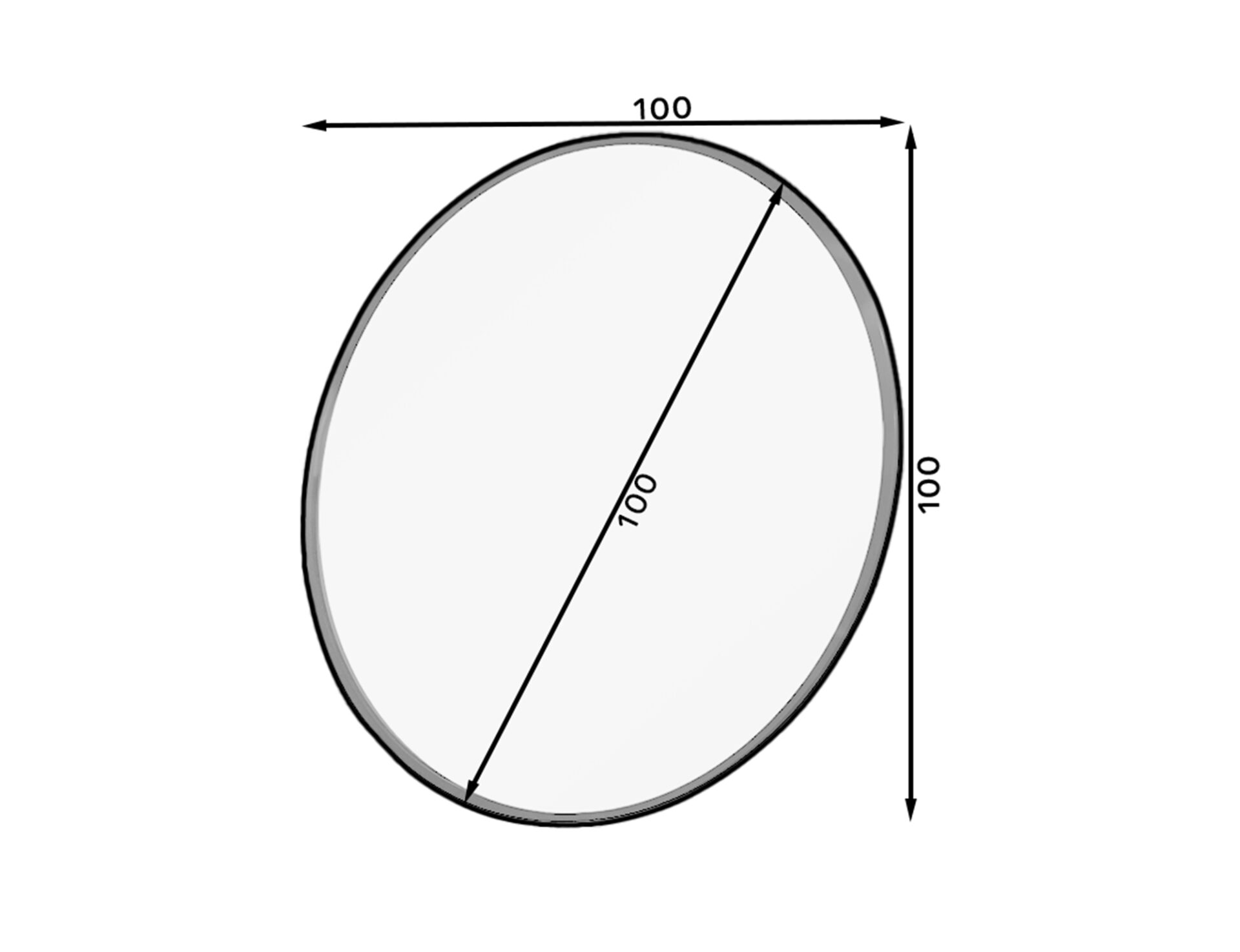 Grace apaļais spogulis, 100 cm, melns — 3 attēls