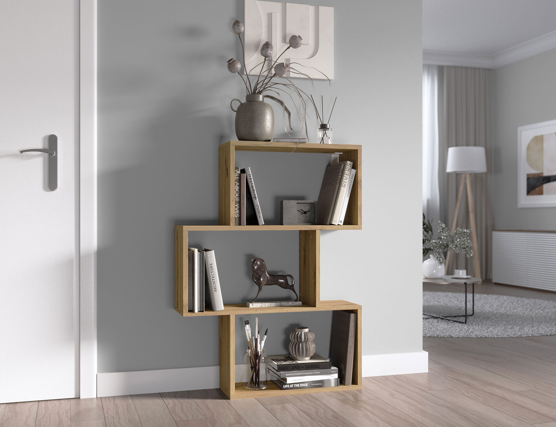 Evertti Artisans ozolkoka grāmatu plaukts — 4 attēls