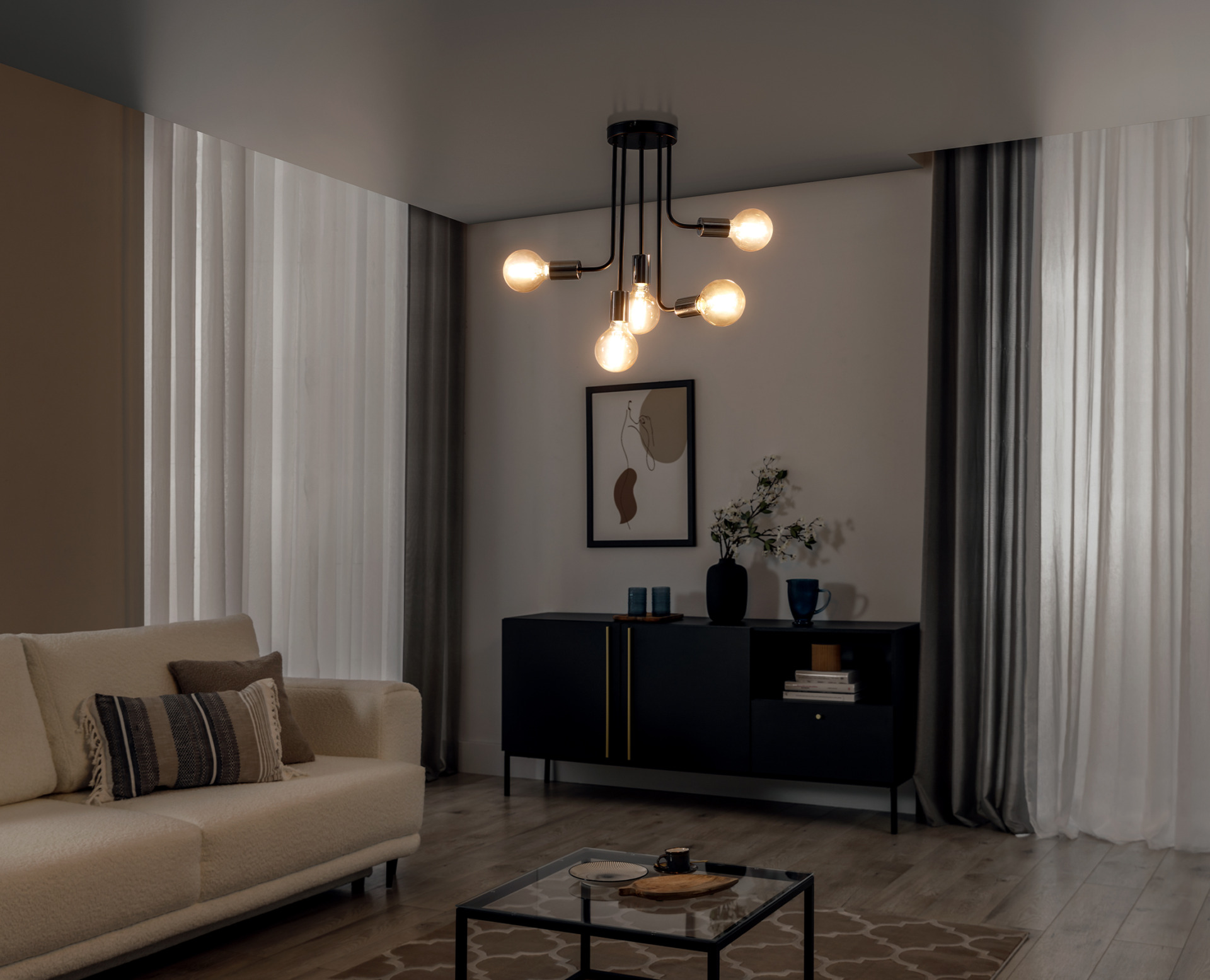 Indigeo, 55x47x55cm lustra 5 melna — 4 attēls