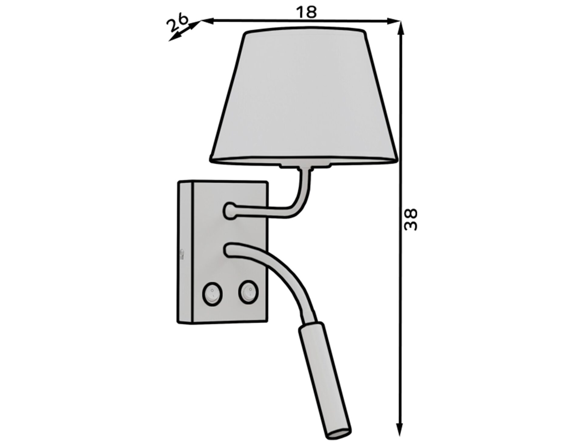 Vespillo, 18x26x38cm Sienas lampa 2A balta — изображение 5