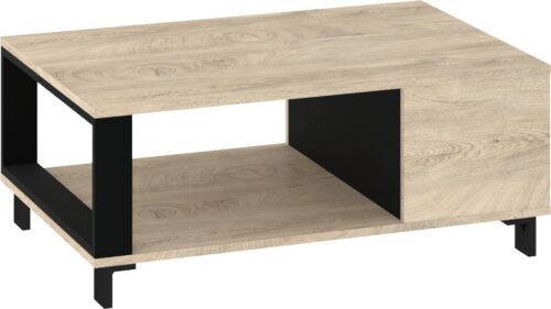 GAVES 04 mēbeles, moderns kafijas galdiņš viesistabai, ozola imitācija, melns
