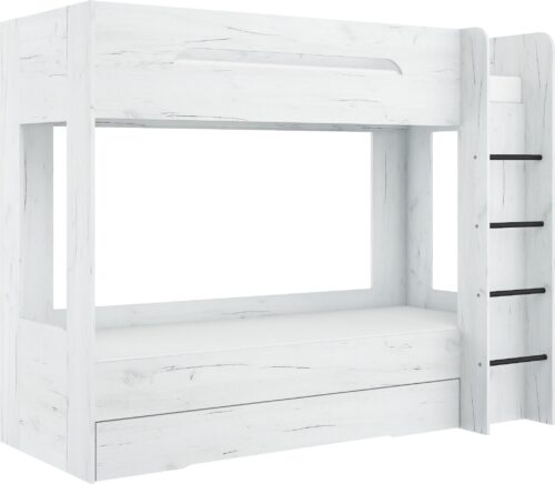 Bērnu divstāvu gulta jauniešiem, 2 personām, 80×200, BLIN, ozolkoka krāsā, balta