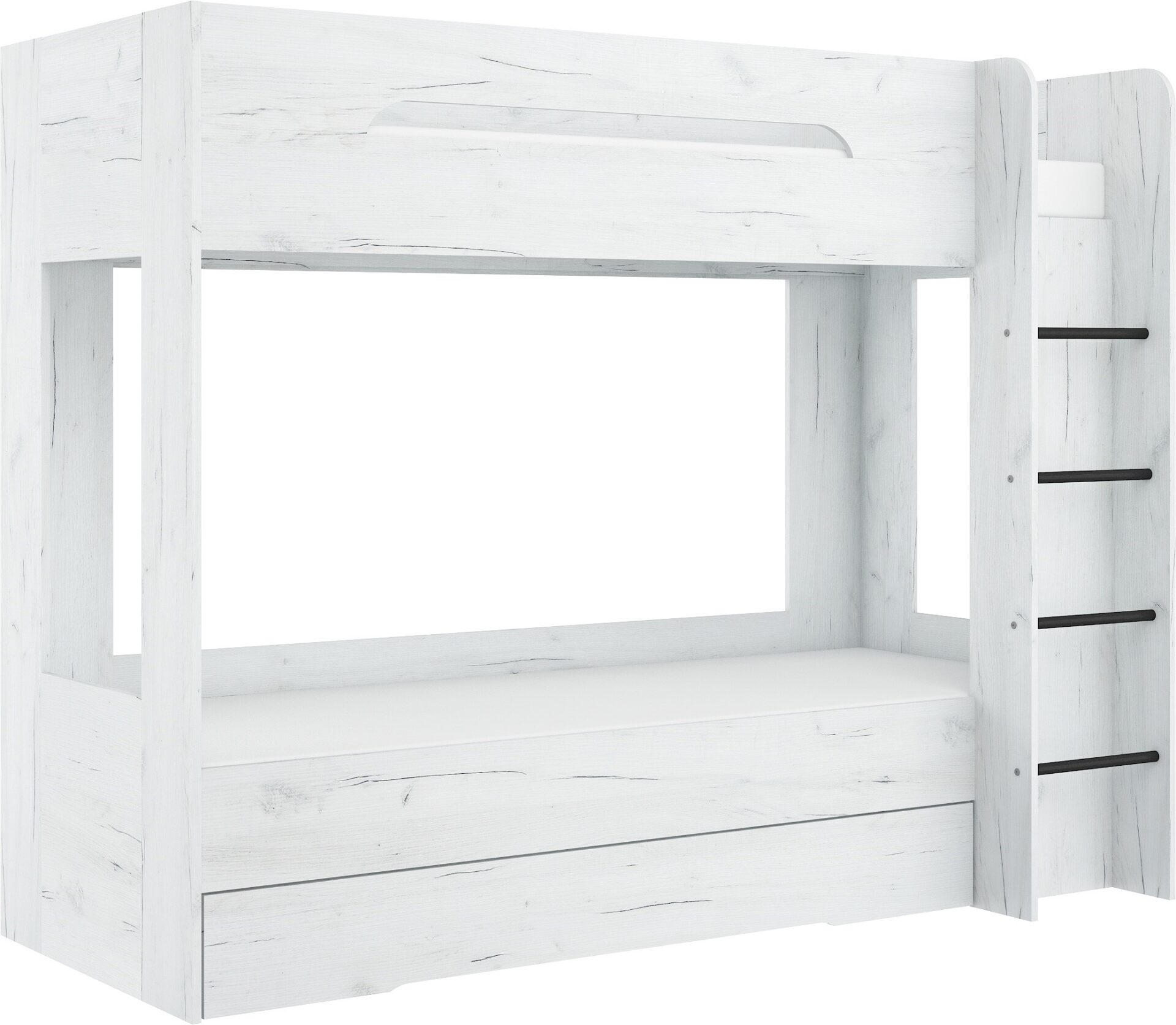 Bērnu divstāvu gulta jauniešiem, 2 personām, 80x200, BLIN, ozolkoka krāsā, balta