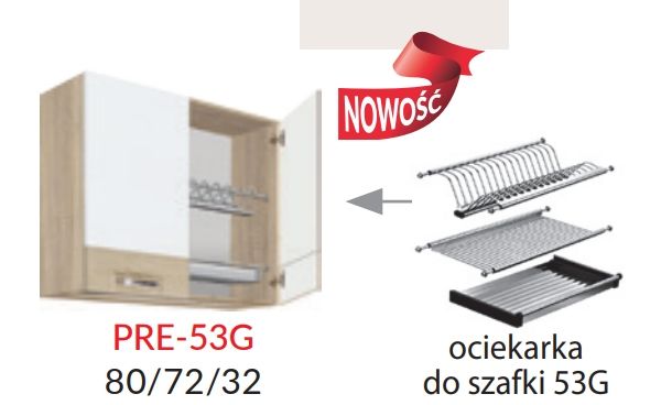 Sienas skapis 80 cm ar žāvētāju Premio PRE-53G
