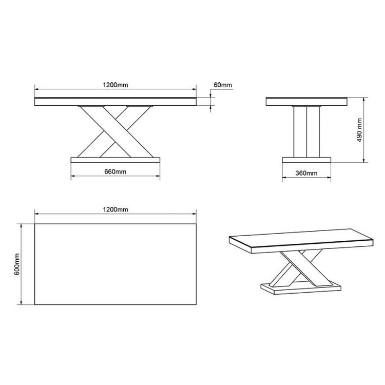 XENON MINI kafijas galdiņš 120x60 balts, spīdīgs — изображение 4