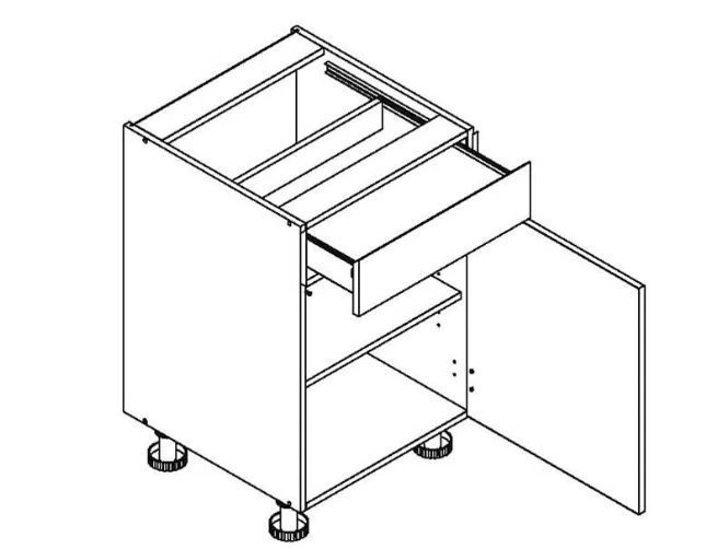 Apakšējais skapītis 60 cm ar atvilktni, D60, S/1, P/L, Nina