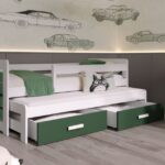 FODEN II divvietīga bērnu izvelkama gulta ar drošības margu 80x181 cm
