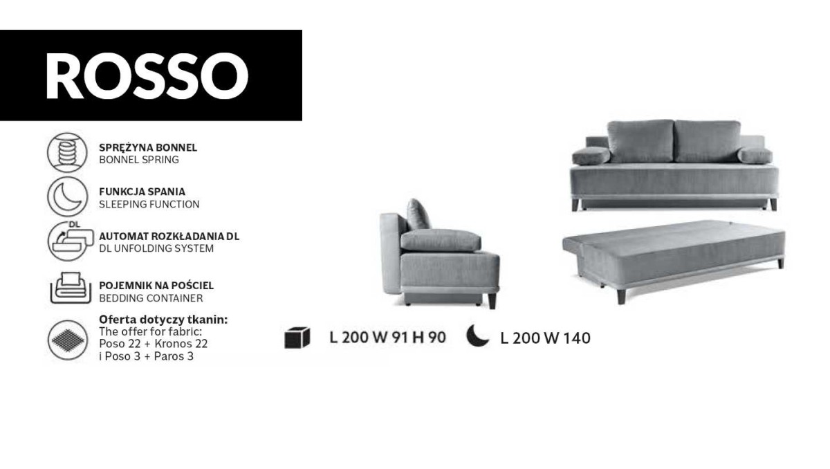 Rosso dīvāns - Poso 22 vai Poso 3 audums - IZPĀRDOŠANA Gr1 — изображение 7