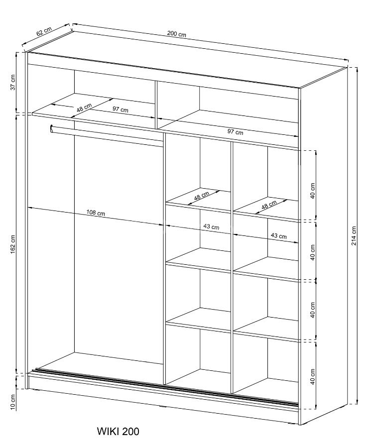 Wiki bīdāmais skapis 180 vai 200 cm — изображение 3