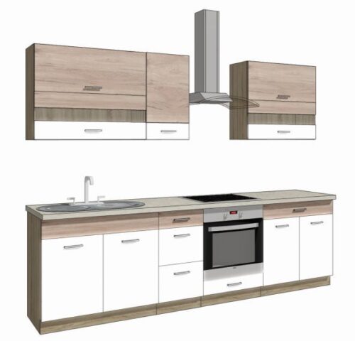 Econo virtuves komplekts A 270 cm bez darba virsmas