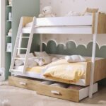 Divstāvu gulta ar atvilktnēm MORITZ 3 personām 90x200 cm