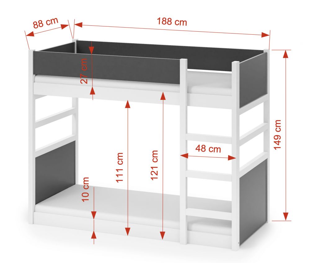 Divstāvu gulta ar kāpnēm SIMON 2 personām 80x200 cm — 2 attēls