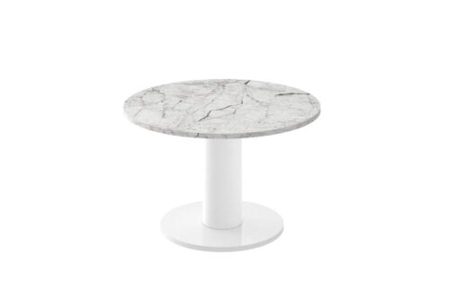 SOLO MINI kafijas galdiņš ⌀80 cm, gaišs marmors, spīdīgs/balts