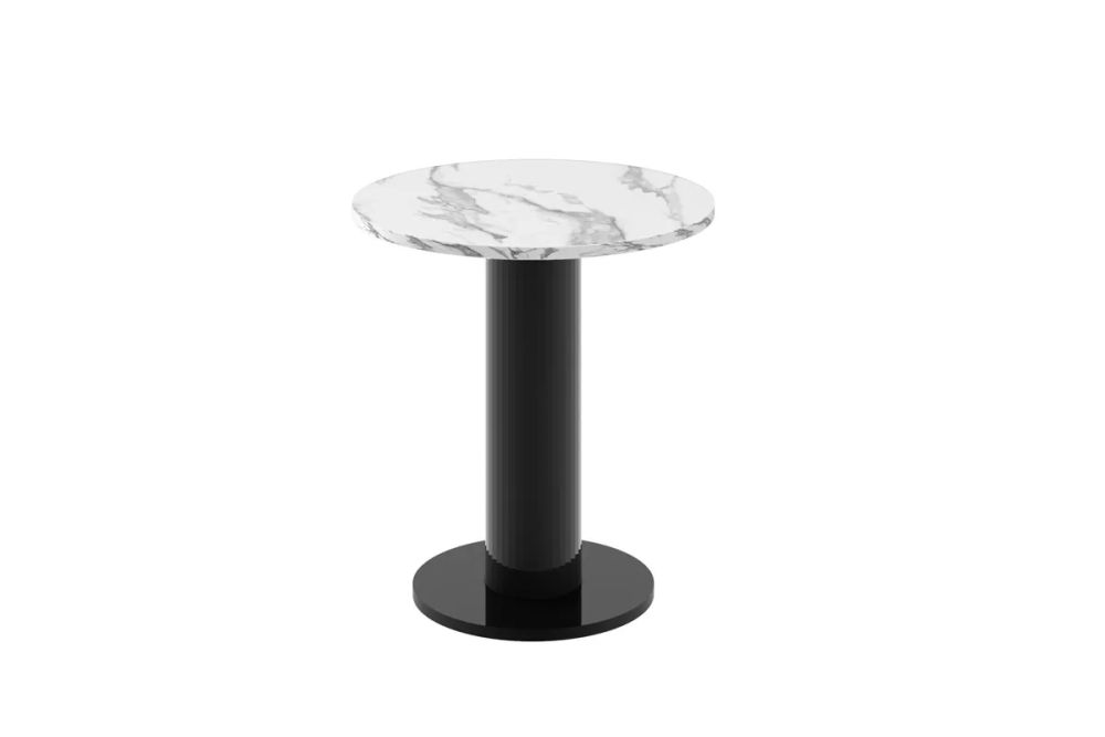 SOLO MINI kafijas galdiņš ⌀60 cm, balts marmors, spīdīgs/melns