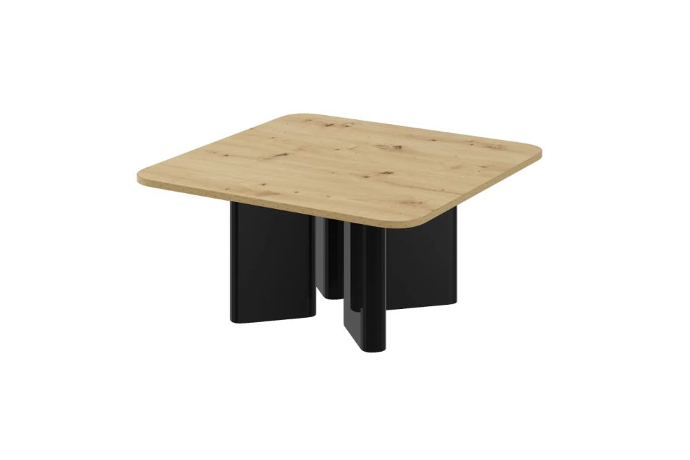 DIVERSO kafijas galdiņš 80x80, mākslinieciskais ozols/spīdīgi melns