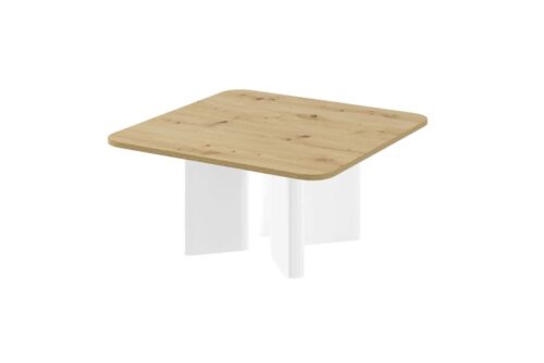 DIVERSO kafijas galdiņš 80×80, mākslinieciskais ozols/spīdīgi balts