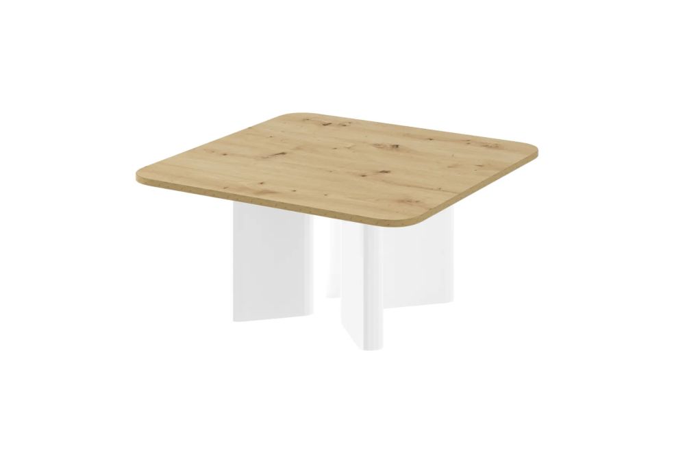 DIVERSO kafijas galdiņš 80x80, mākslinieciskais ozols/spīdīgi balts