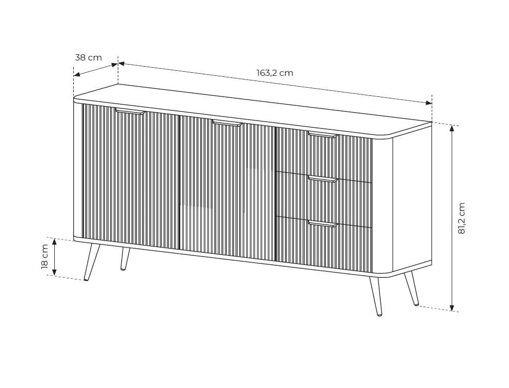 Lante kumode 163 cm 2D3S uz augstām zelta kājām, bēša — 5 attēls