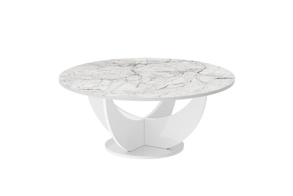 CAPRI kafijas galdiņš 100x100 черный мрамор/балтс spīdīgs