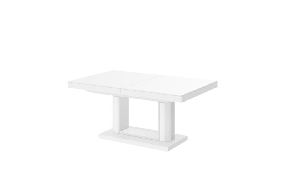 QUADRO LUX kafijas galdiņš 120(170)x75 balts spīdīgs izvelkams