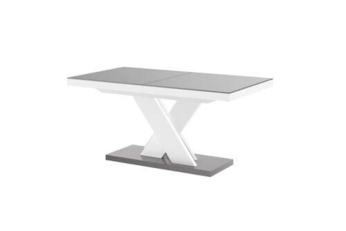 XENON LUX galds 160(256)x89 spīdīgi pelēks/spīdīgi balts, izvelkams