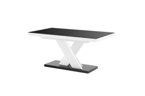 XENON LUX galds 160(256)x89 spīdīgi melns/spīdīgi balts, izvelkams